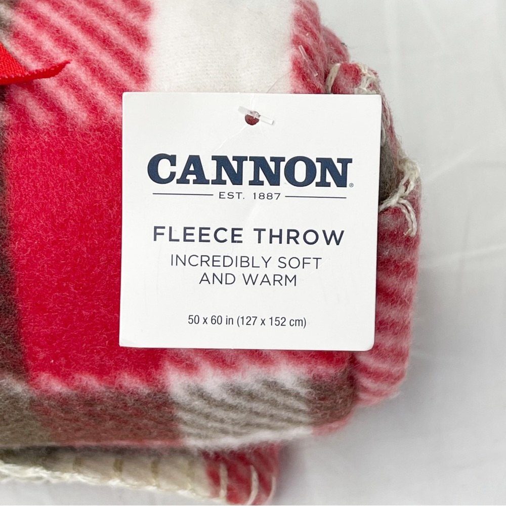 Cannon Fleece Blanket Red Plaid Throw Warm and Soft Holliday Christmas - Picture 8 of 9